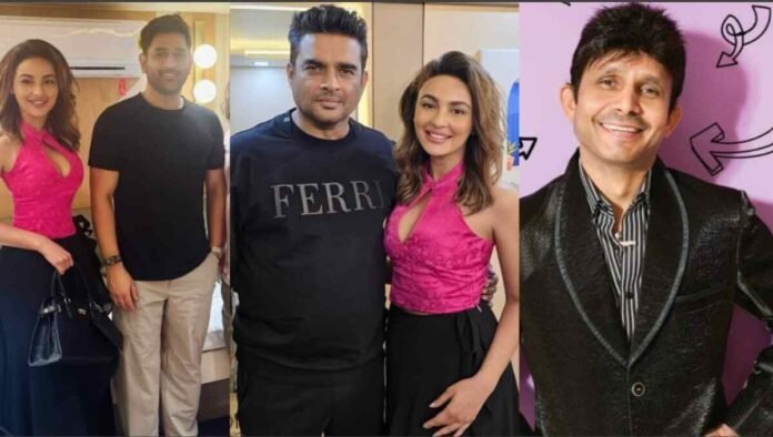 Screenshot 2025-08-11 114721 Seerat Kapoor, KRK, Kamal R Khan, MS Dhoni, R Madhavan, viral photo, celebrity feud, social media, Bollywood, Jatasya Maranam Dhruvam,Actress Seerat Kapoor,