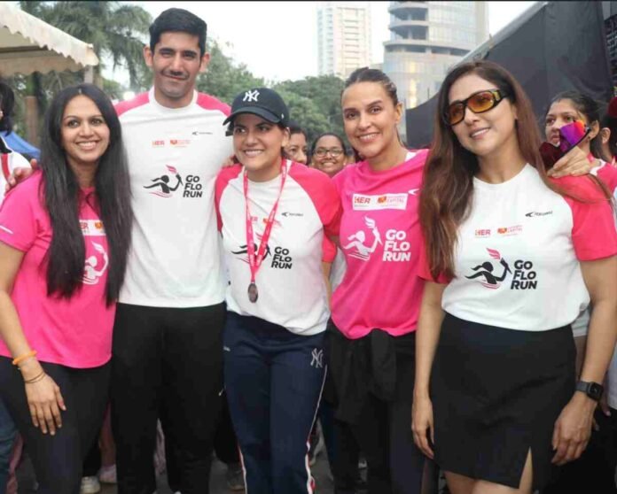 GoFloRun 2025, GoFloRun Mumbai, women marathon India, menstrual health awareness, Stayfree Tampons, Neha Dhupia marathon, Anita Lobo GoFloRun, women fitness event Mumbai