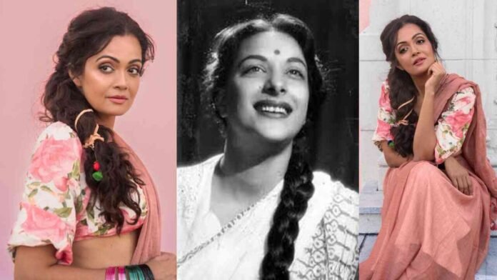 Actress Sheena Chohan ,Sheena Chohan Nargis Dutt tribute, Mother India look recreation, Bollywood retro fashion, Sheena Chohan sarees, iconic Indian cinema looks,Sheena Chohan