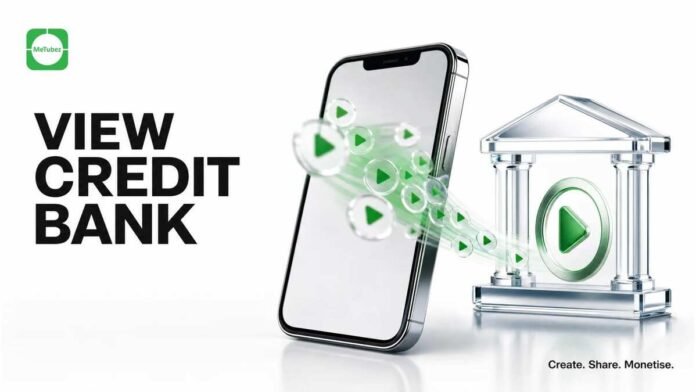 MeTubez View Credit Bank dashboard tracking valid video views and creator earnings before full advertising monetization launches.